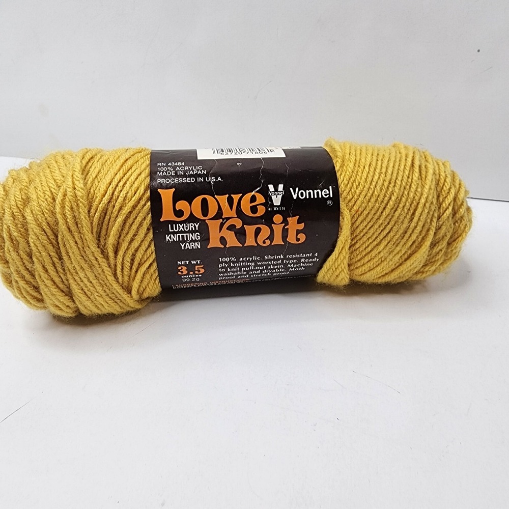 VTG Skein Vonnel Love Knit Yarn Antique Gold 1106 100% Acrylic 3.5 Oz Vonnel